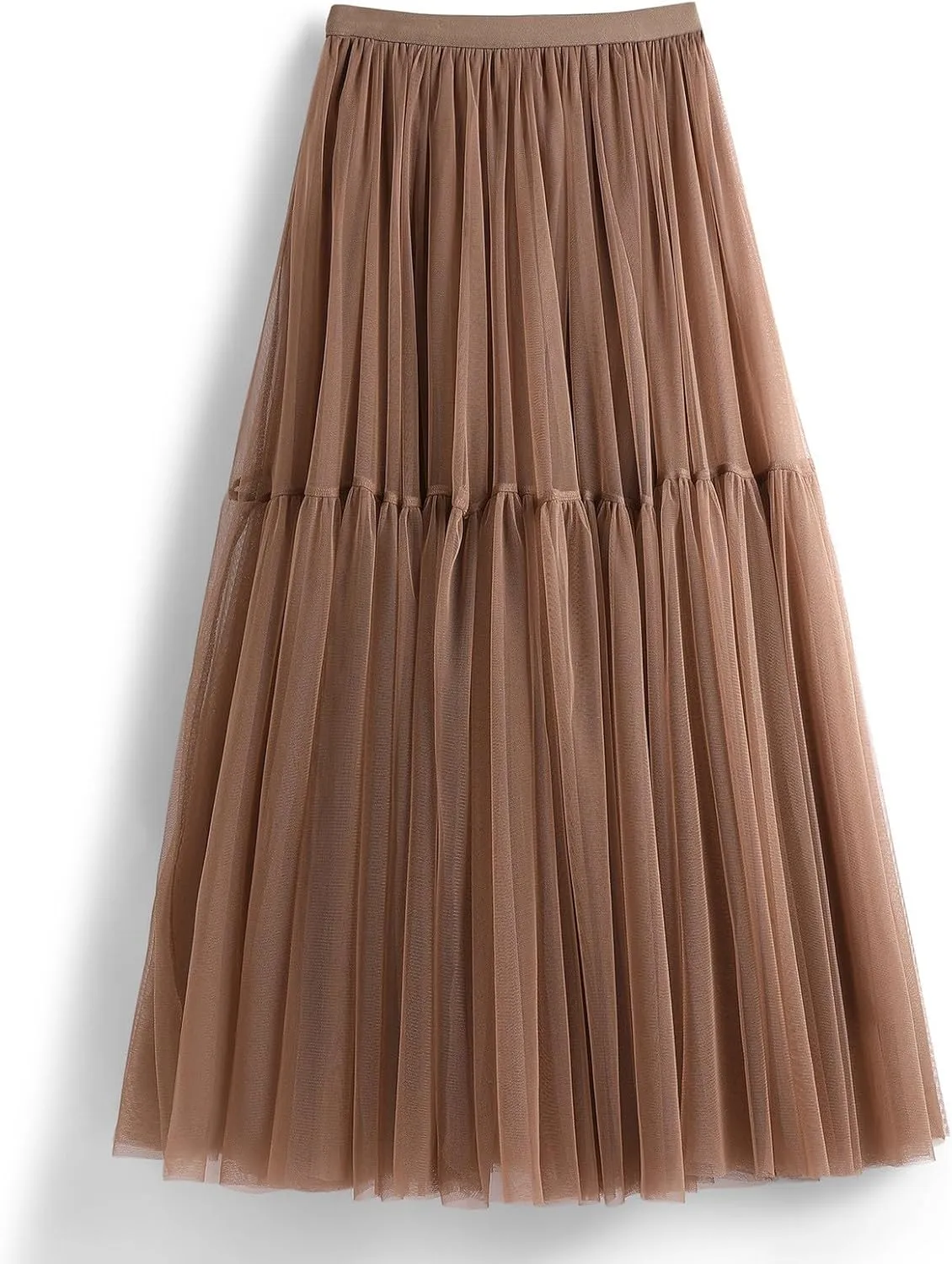 Tulle Skirts for Women Midi Long Fairy Skirt Tutu A-Line Mesh Layered High Elastic Waist Skirts Clothes for Women