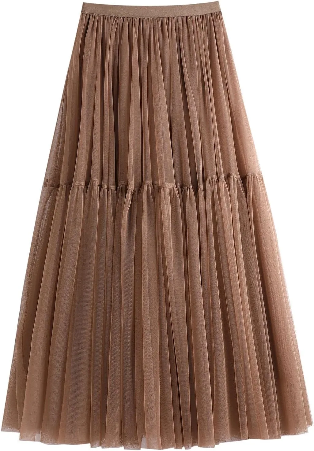 Tulle Skirts for Women Midi Long Fairy Skirt Tutu A-Line Mesh Layered High Elastic Waist Skirts Clothes for Women