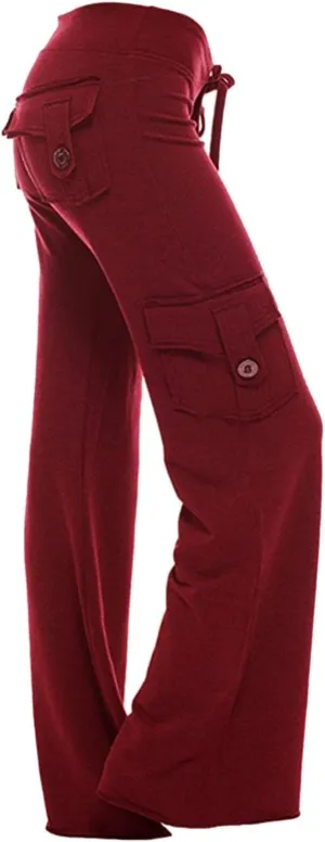 TUNUSKAT Cargo Pants Women Baggy High Waist Yoga Sweatpants Wide Leg Hiking Pants Y2k Combat Military Trousers Relaxed Jogger
