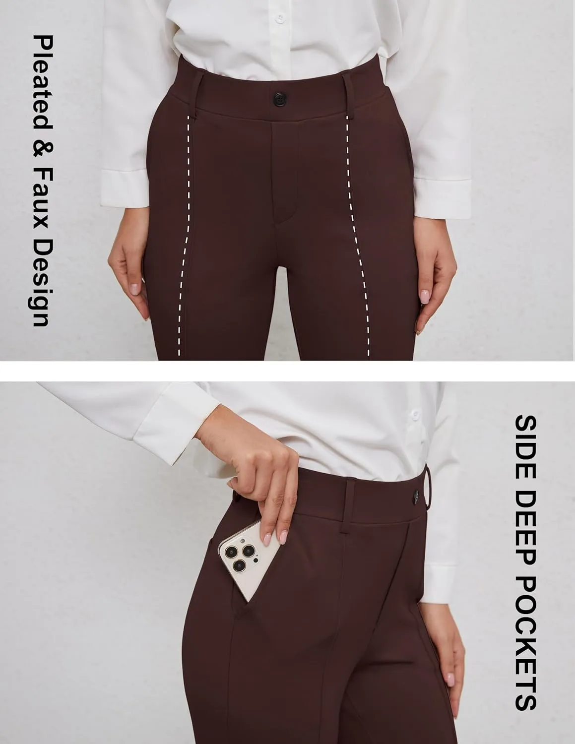VIMPEP Womens Bootcut Leg Dress Pants - High Rise Stretchy Yoga Slacks for Office Workout Business Casual B201