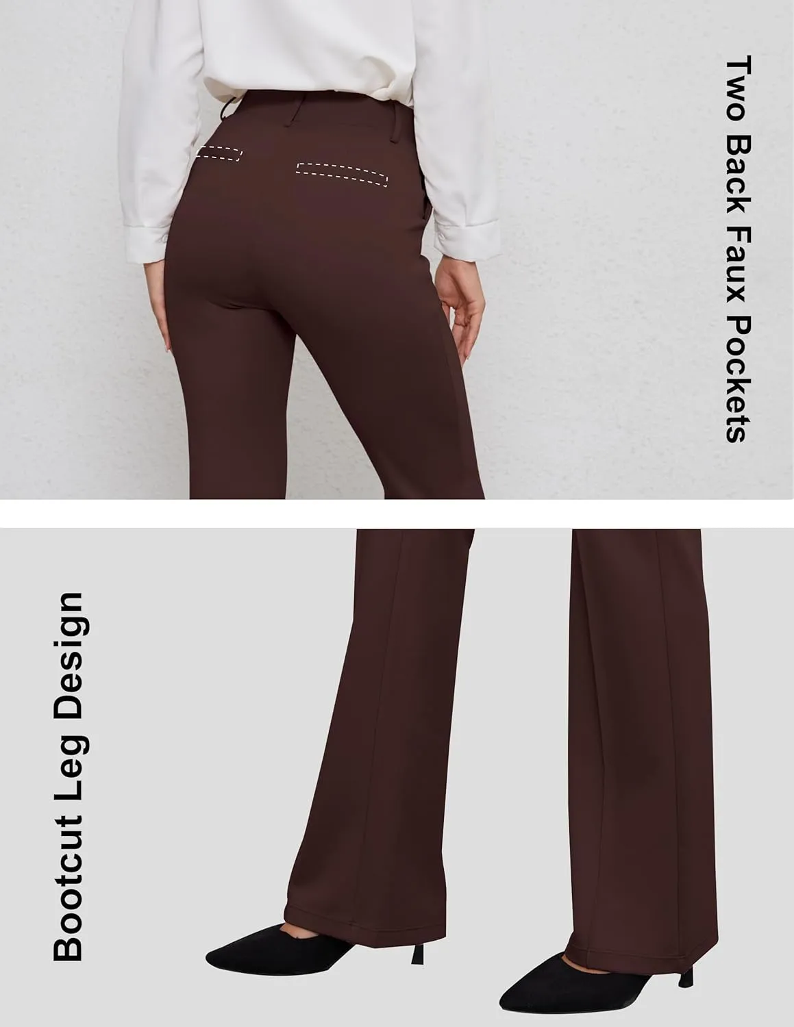 VIMPEP Womens Bootcut Leg Dress Pants - High Rise Stretchy Yoga Slacks for Office Workout Business Casual B201