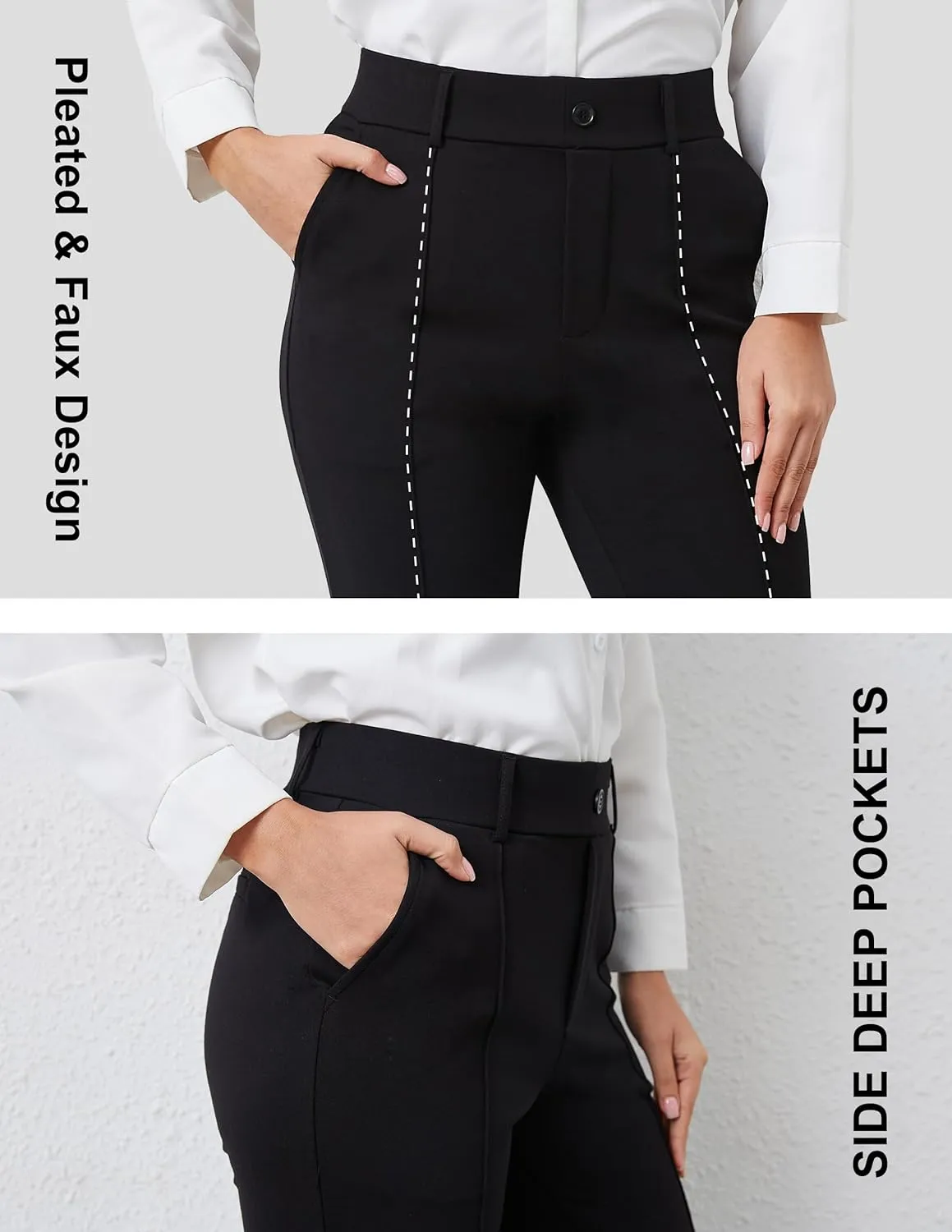 VIMPEP Womens Bootcut Leg Dress Pants - High Rise Stretchy Yoga Slacks for Office Workout Business Casual B201