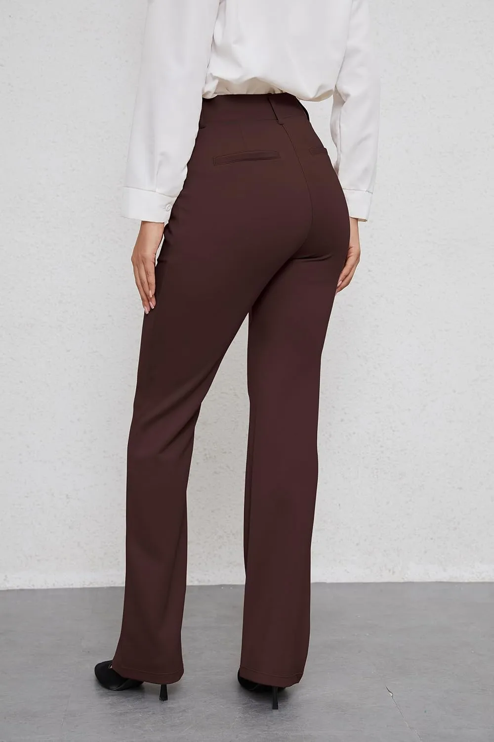 VIMPEP Womens Bootcut Leg Dress Pants - High Rise Stretchy Yoga Slacks for Office Workout Business Casual B201