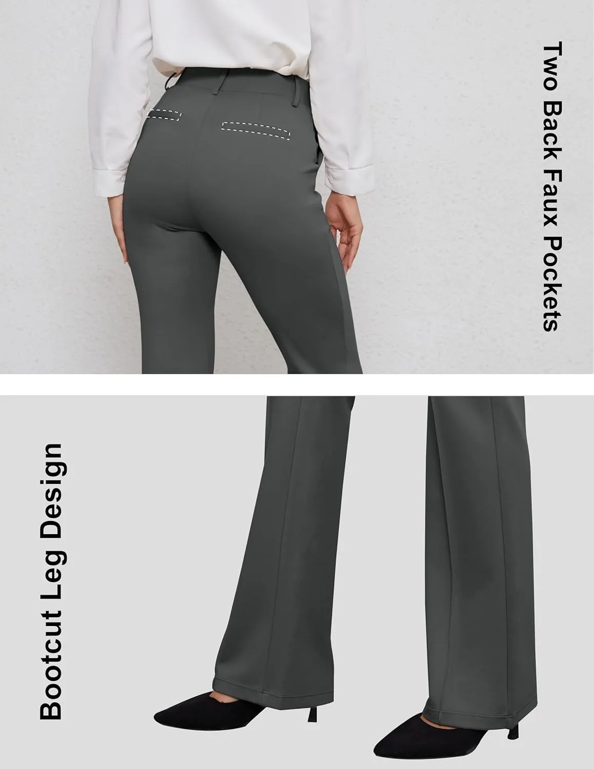 VIMPEP Womens Bootcut Leg Dress Pants - High Rise Stretchy Yoga Slacks for Office Workout Business Casual B201