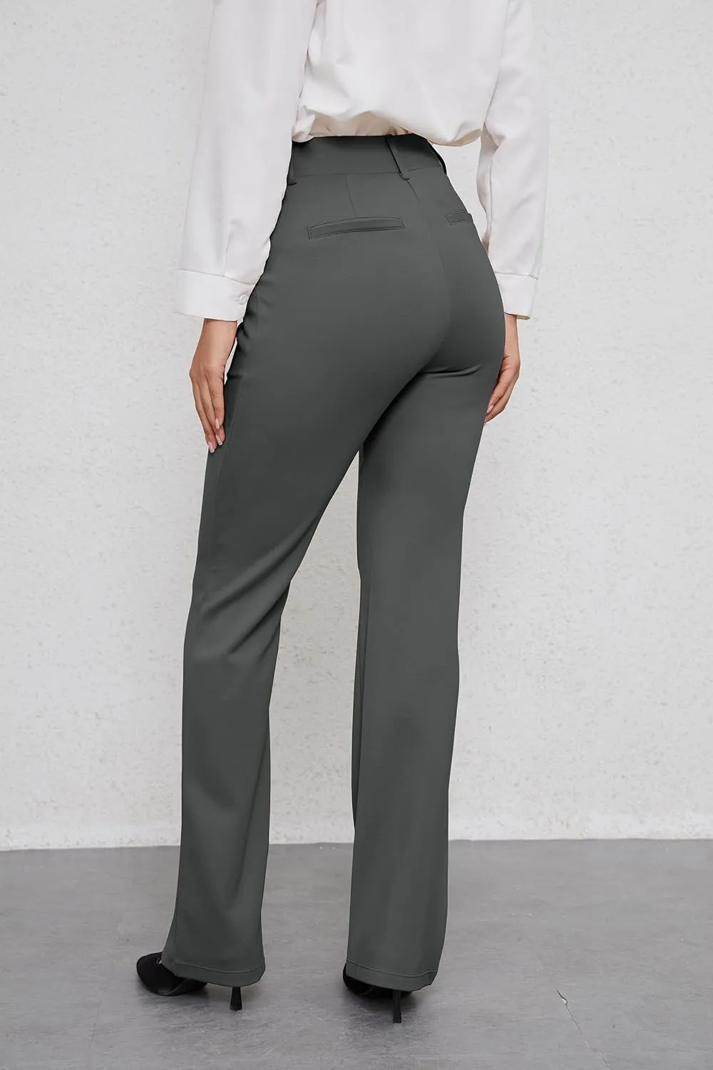 VIMPEP Womens Bootcut Leg Dress Pants - High Rise Stretchy Yoga Slacks for Office Workout Business Casual B201