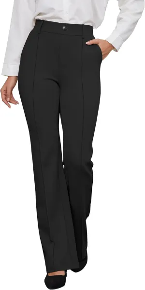 VIMPEP Womens Bootcut Leg Dress Pants - High Rise Stretchy Yoga Slacks for Office Workout Business Casual B201