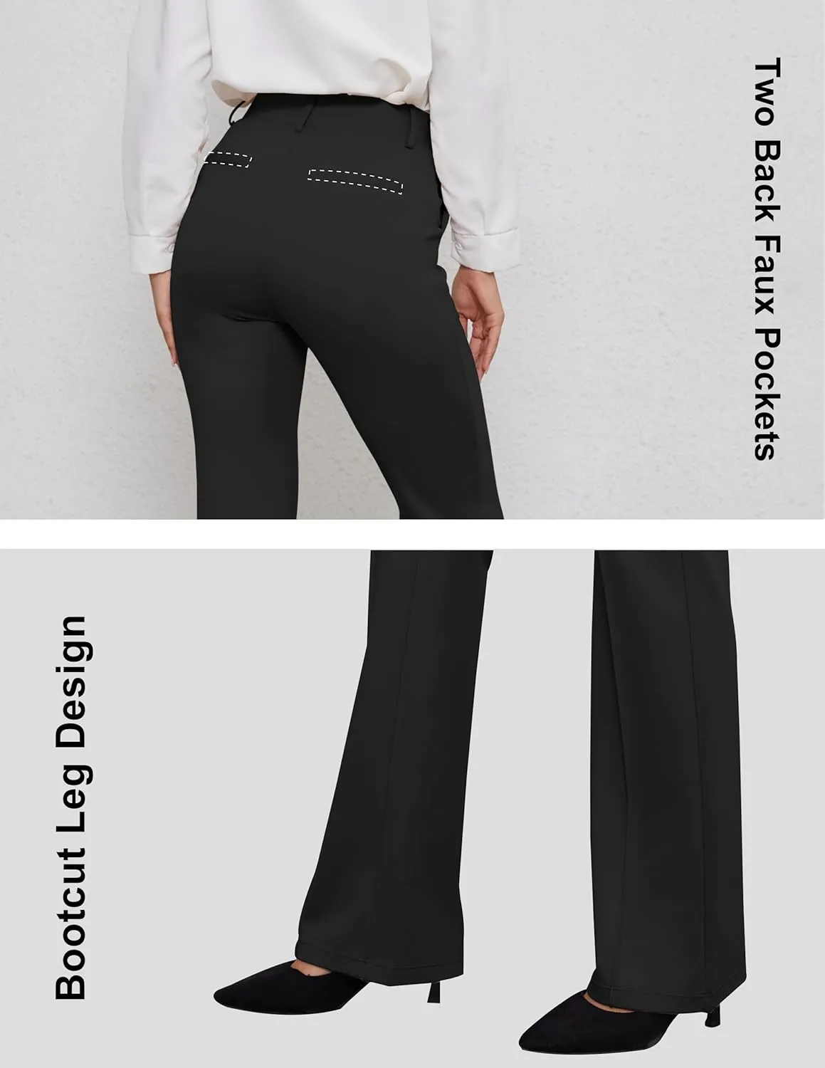 VIMPEP Womens Bootcut Leg Dress Pants - High Rise Stretchy Yoga Slacks for Office Workout Business Casual B201