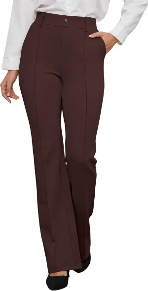 VIMPEP Womens Bootcut Leg Dress Pants - High Rise Stretchy Yoga Slacks for Office Workout Business Casual B201