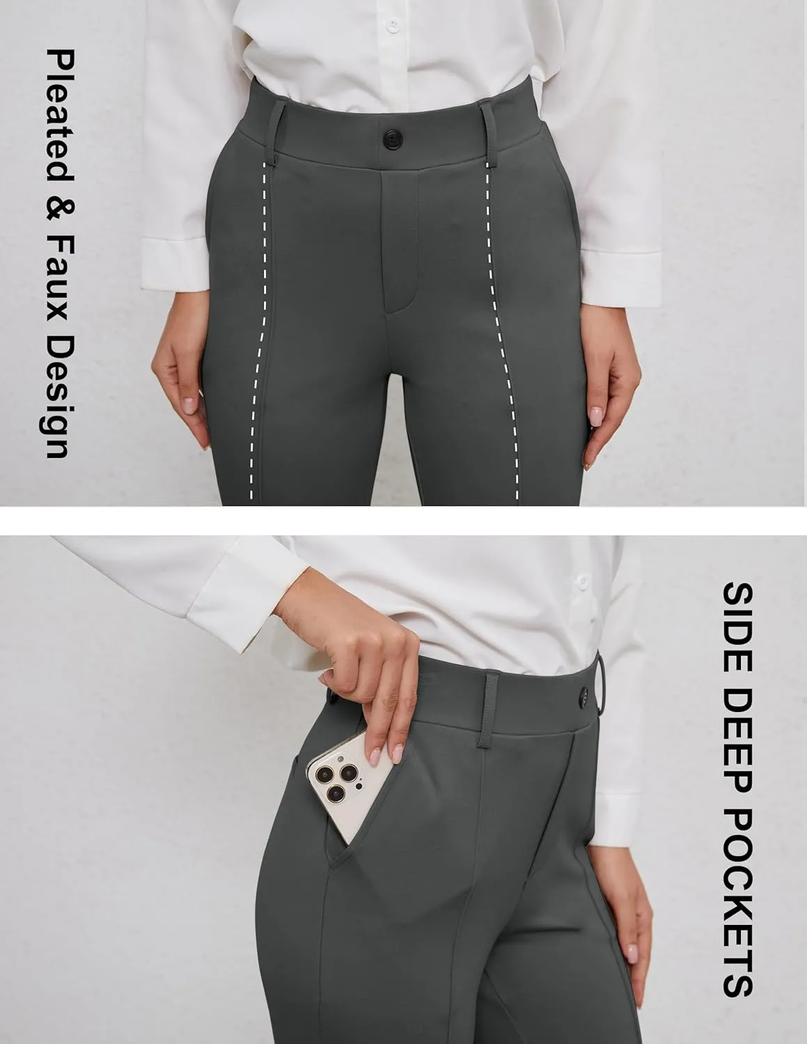 VIMPEP Womens Bootcut Leg Dress Pants - High Rise Stretchy Yoga Slacks for Office Workout Business Casual B201