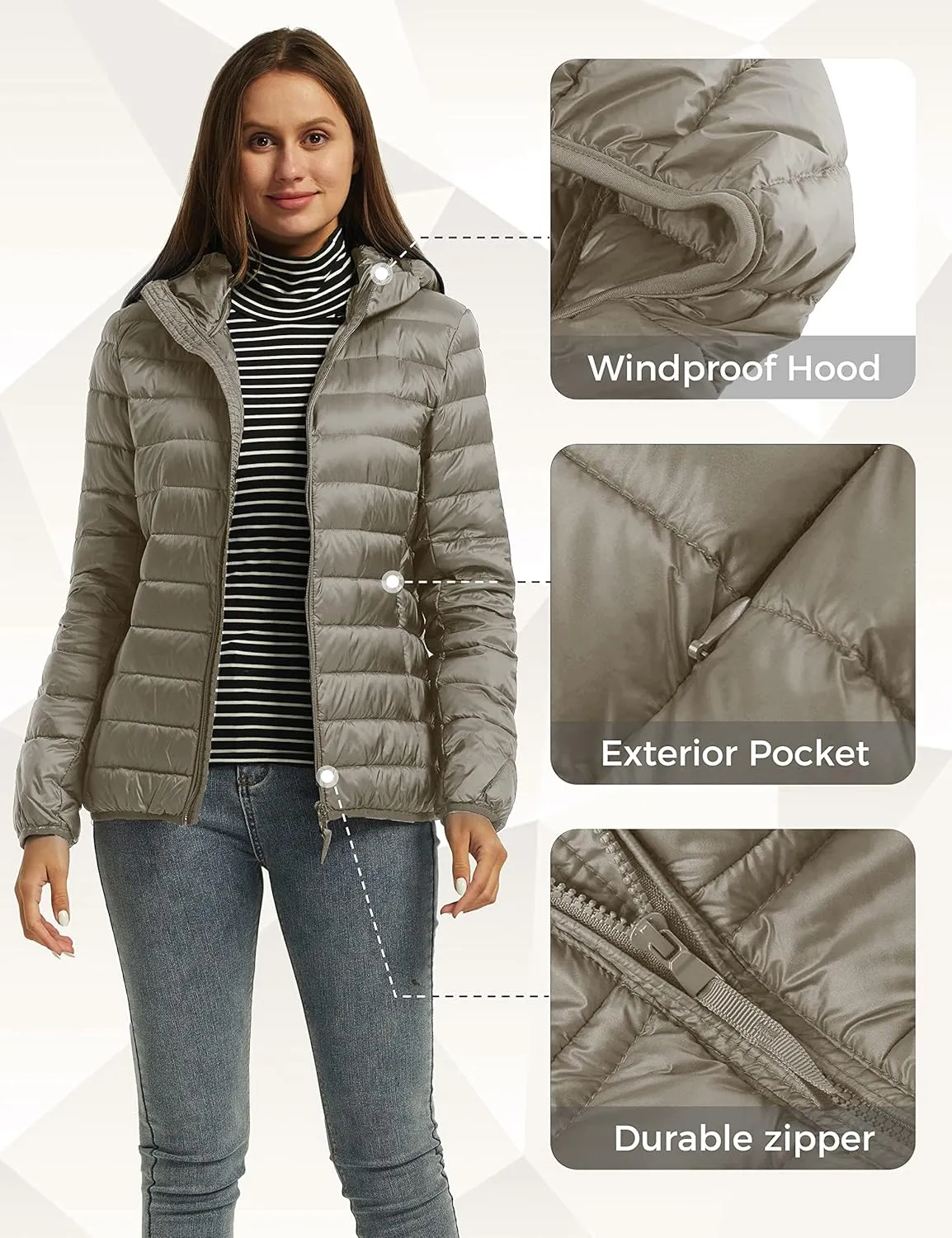Wantdo Women's Hooded Packable Ultra Light Weight Short Down Jacket