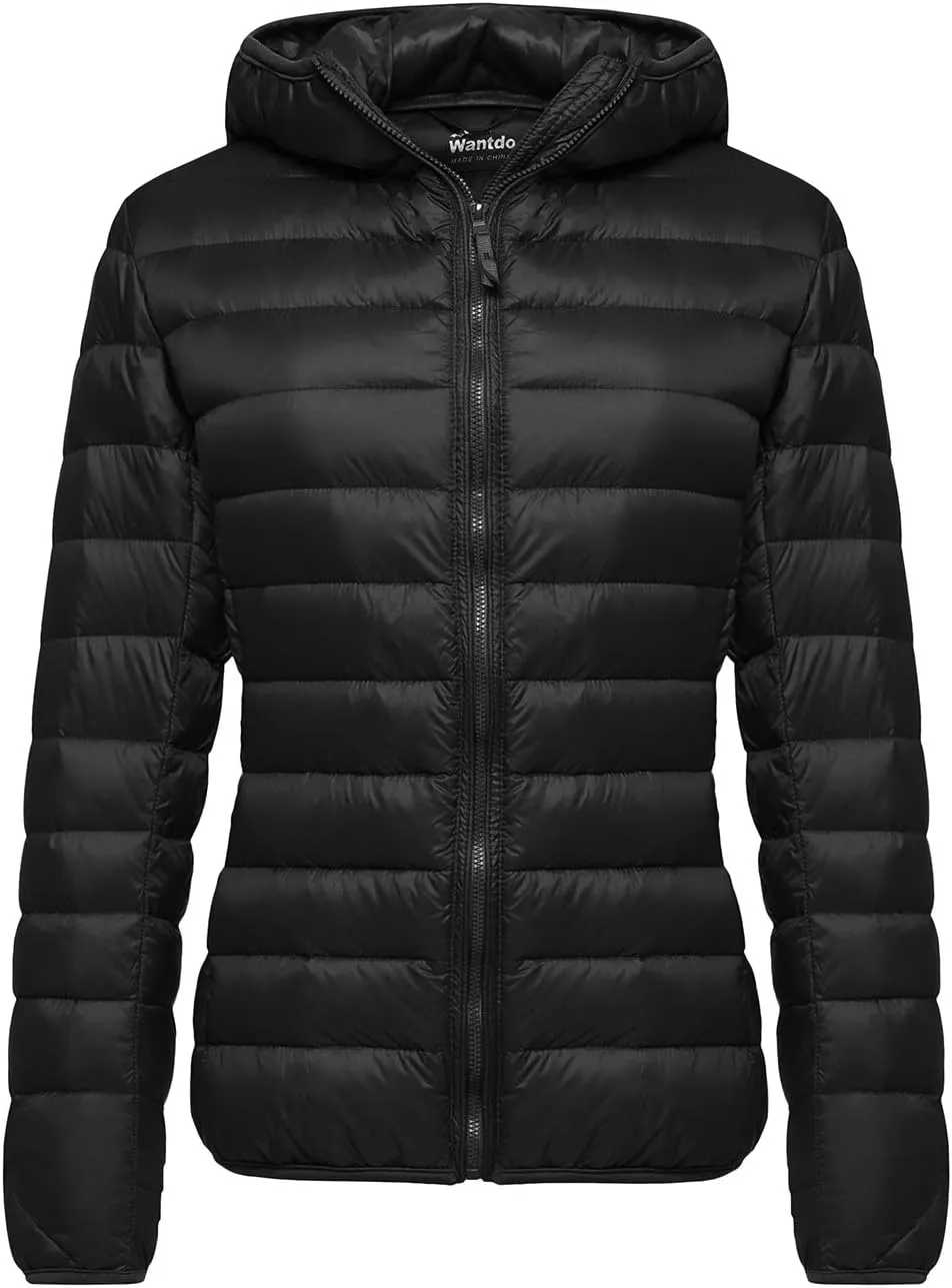 Wantdo Women's Hooded Packable Ultra Light Weight Short Down Jacket