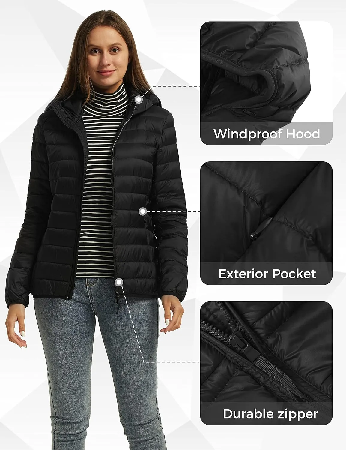 Wantdo Women's Hooded Packable Ultra Light Weight Short Down Jacket