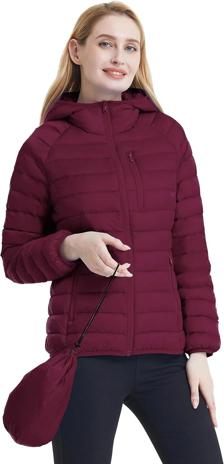 Wantdo Women's Packable Down Jacket Lightweight Puffer Jacket Hooded Winter Coat