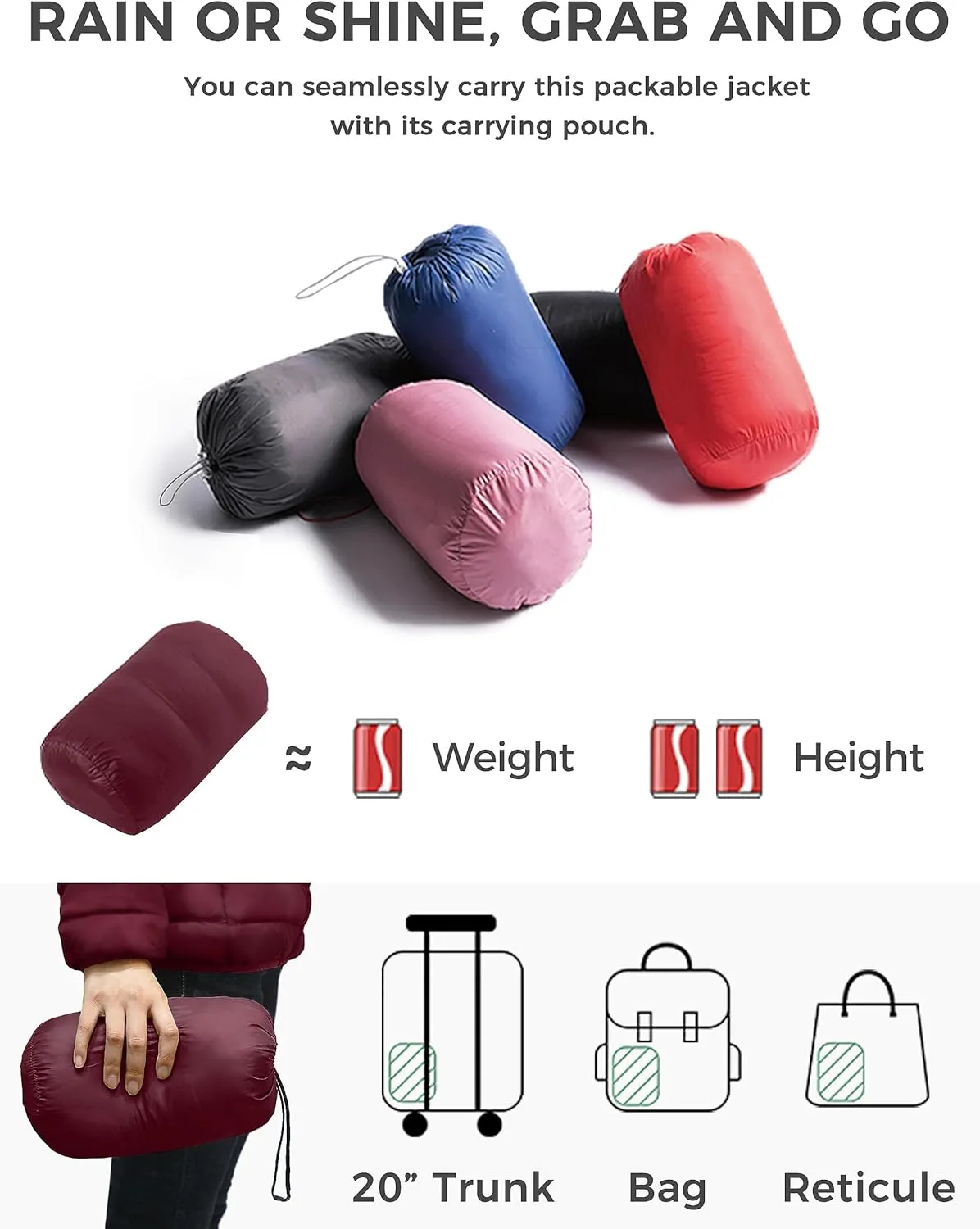 Wantdo Women's Packable Down Jacket Lightweight Puffer Jacket Hooded Winter Coat