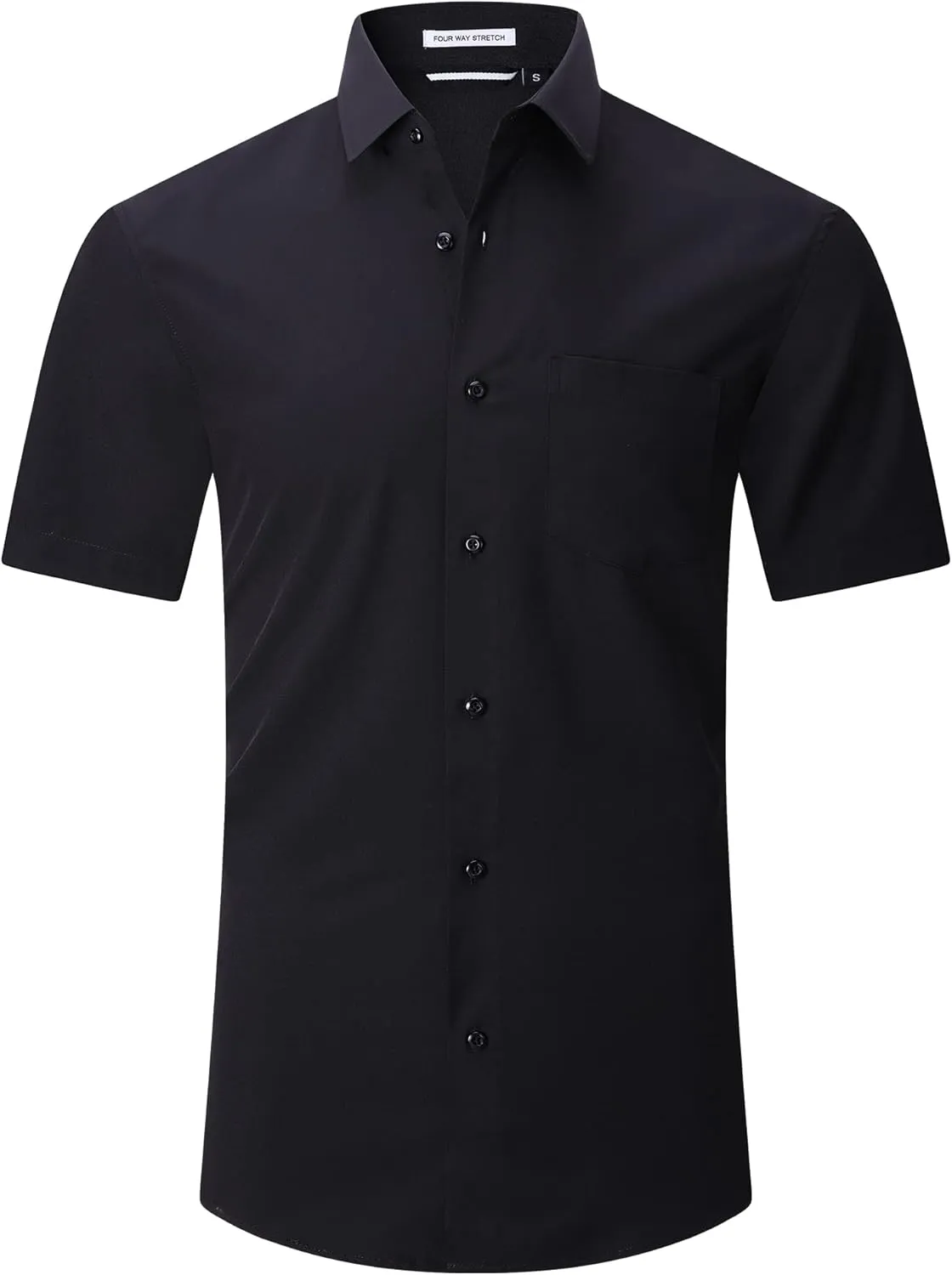 WARHORSEE Mens Dress Shirts Short Sleeve Performance 4-Way Stretch Wrinkle Free Casual Button Down Shirt