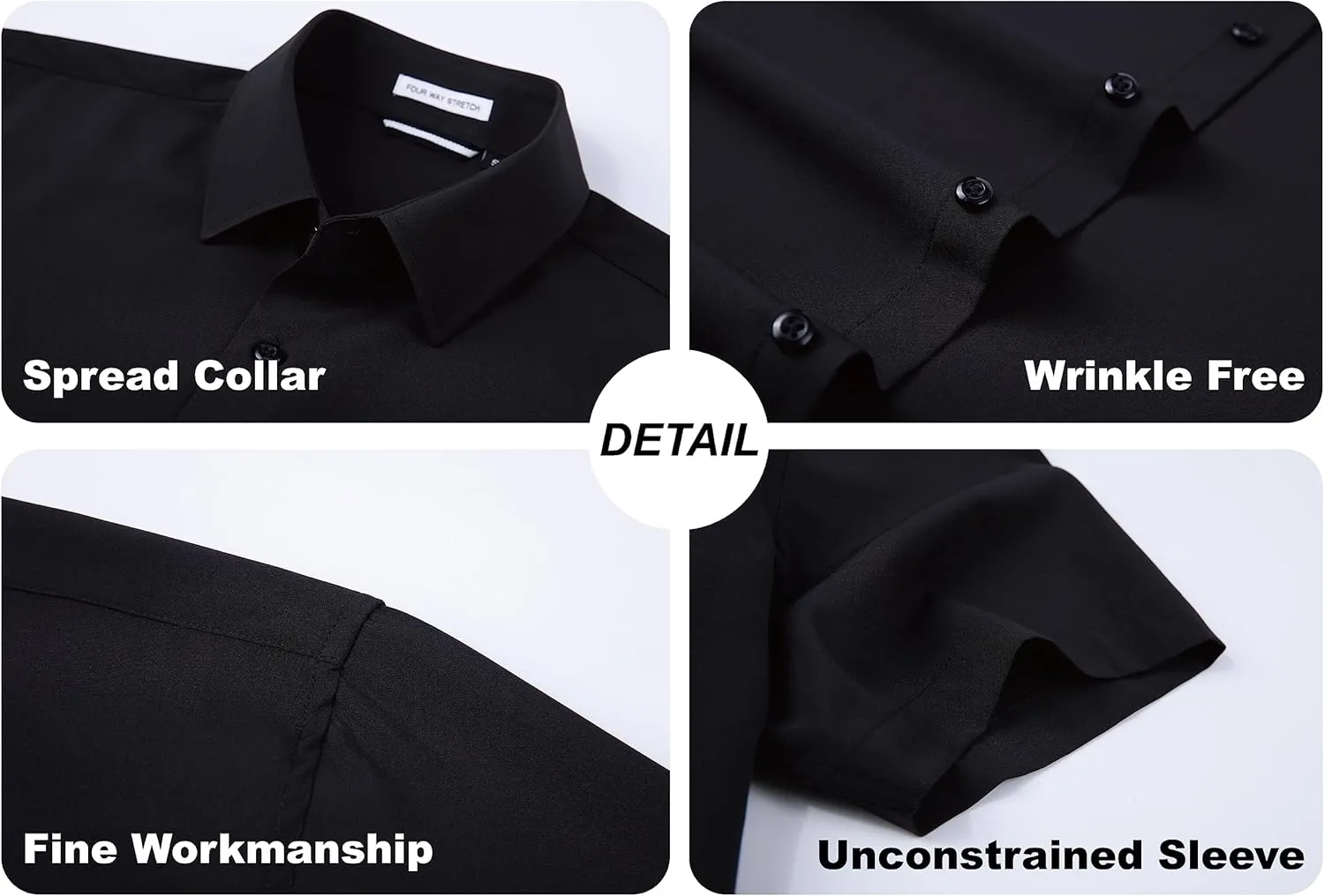 WARHORSEE Mens Dress Shirts Short Sleeve Performance 4-Way Stretch Wrinkle Free Casual Button Down Shirt