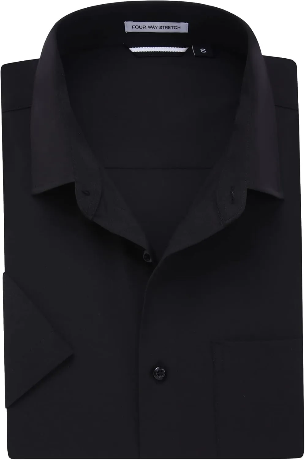 WARHORSEE Mens Dress Shirts Short Sleeve Performance 4-Way Stretch Wrinkle Free Casual Button Down Shirt