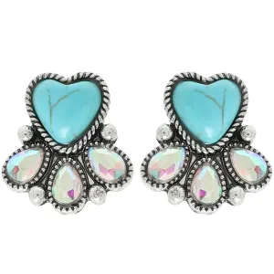 Western Bloom Stud Earrings - Turquoise