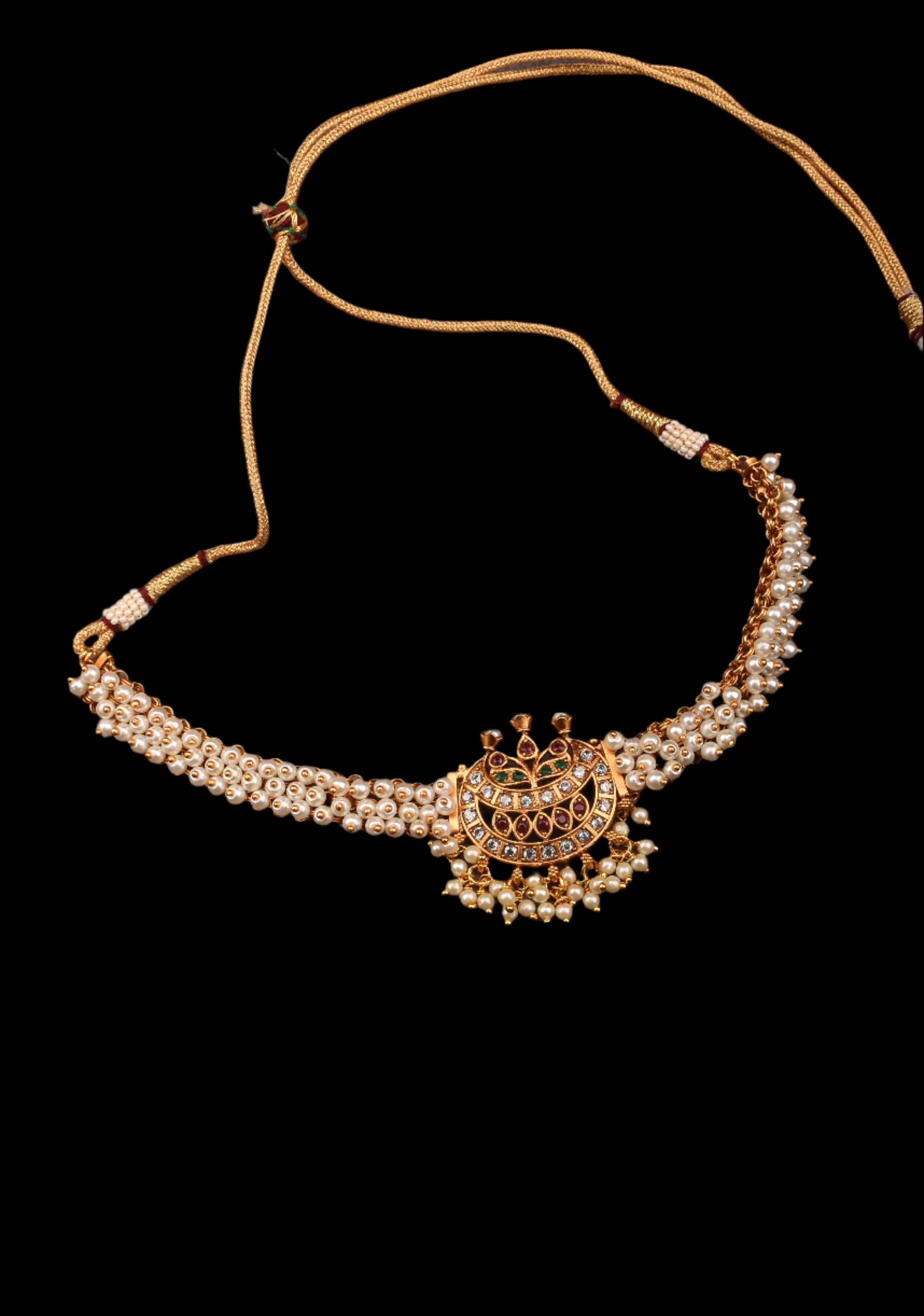 White Pearls Chokar with Pendant, No Earrings