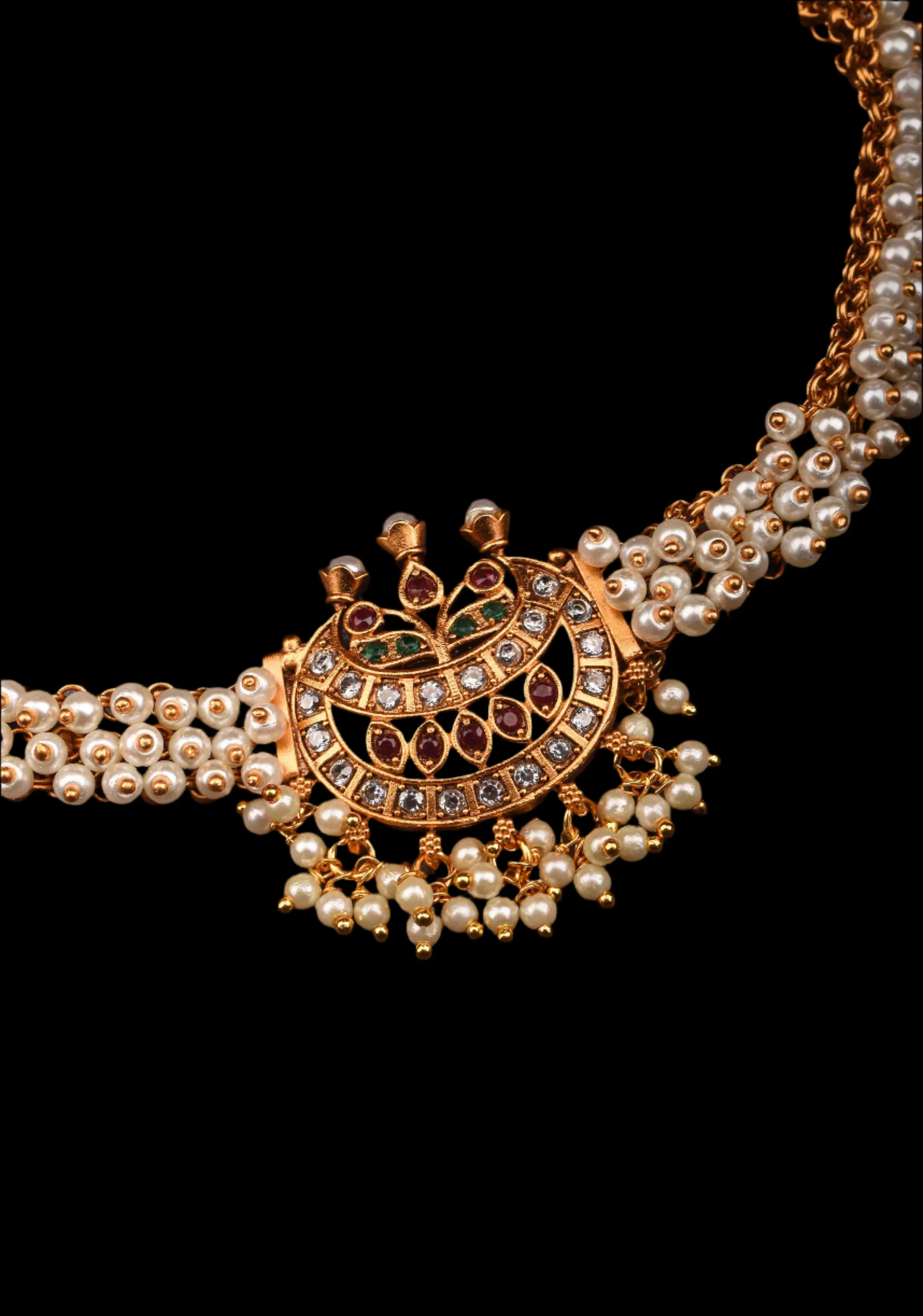 White Pearls Chokar with Pendant, No Earrings