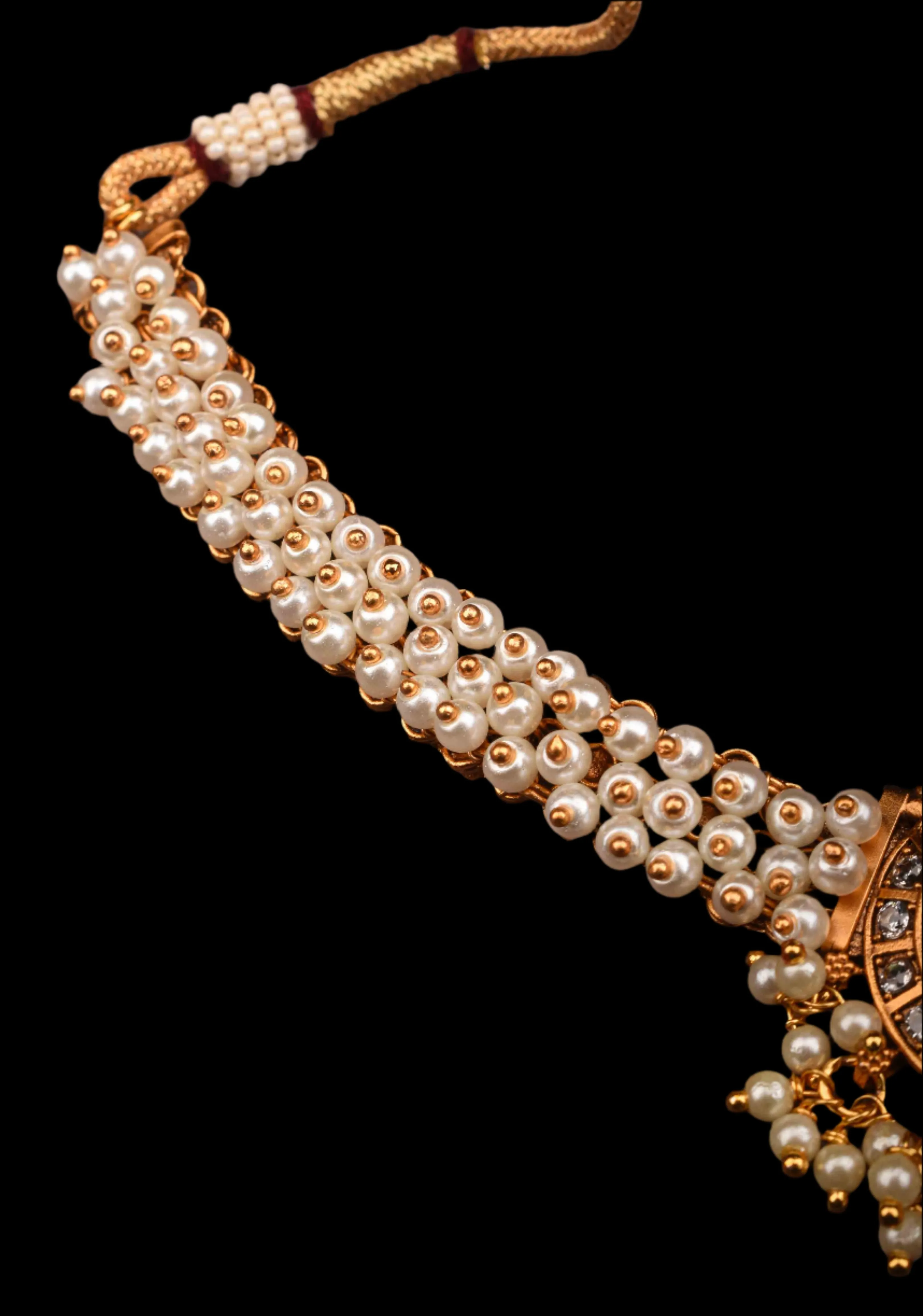 White Pearls Chokar with Pendant, No Earrings