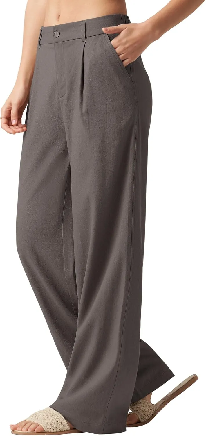 Willit Women's Linen Pants Wide Leg Work Dress Pants Casual Slacks Business Pants with Pockets 29" 31"