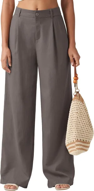 Willit Women's Linen Pants Wide Leg Work Dress Pants Casual Slacks Business Pants with Pockets 29" 31"