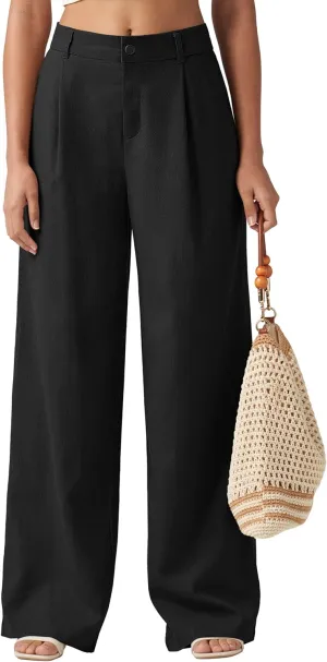 Willit Women's Linen Pants Wide Leg Work Dress Pants Casual Slacks Business Pants with Pockets 29" 31"