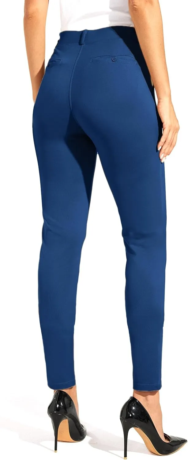 Willit Women's Yoga Dress Pants Skinny Work Slacks Leggings Slim Fit Stretch Office Casual Pants Pockets 27"/28"/29"/30"