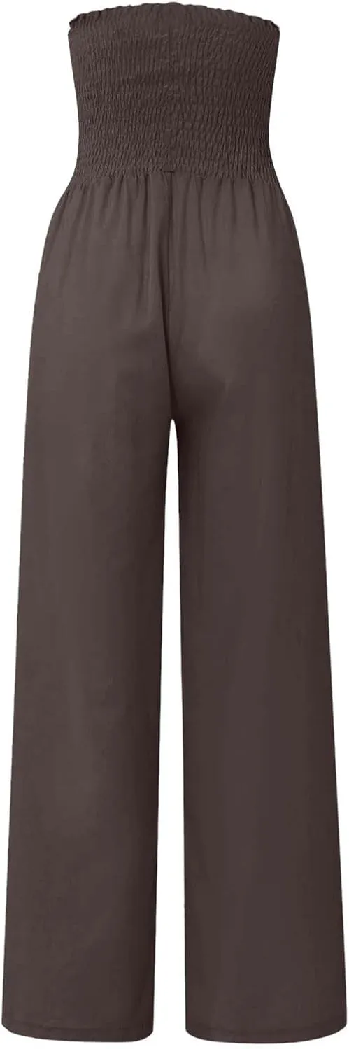 Women Cotton Linen Summer Breathable Palazzo Pants Low Waist Stretchy Slim Fit Trousers Beach