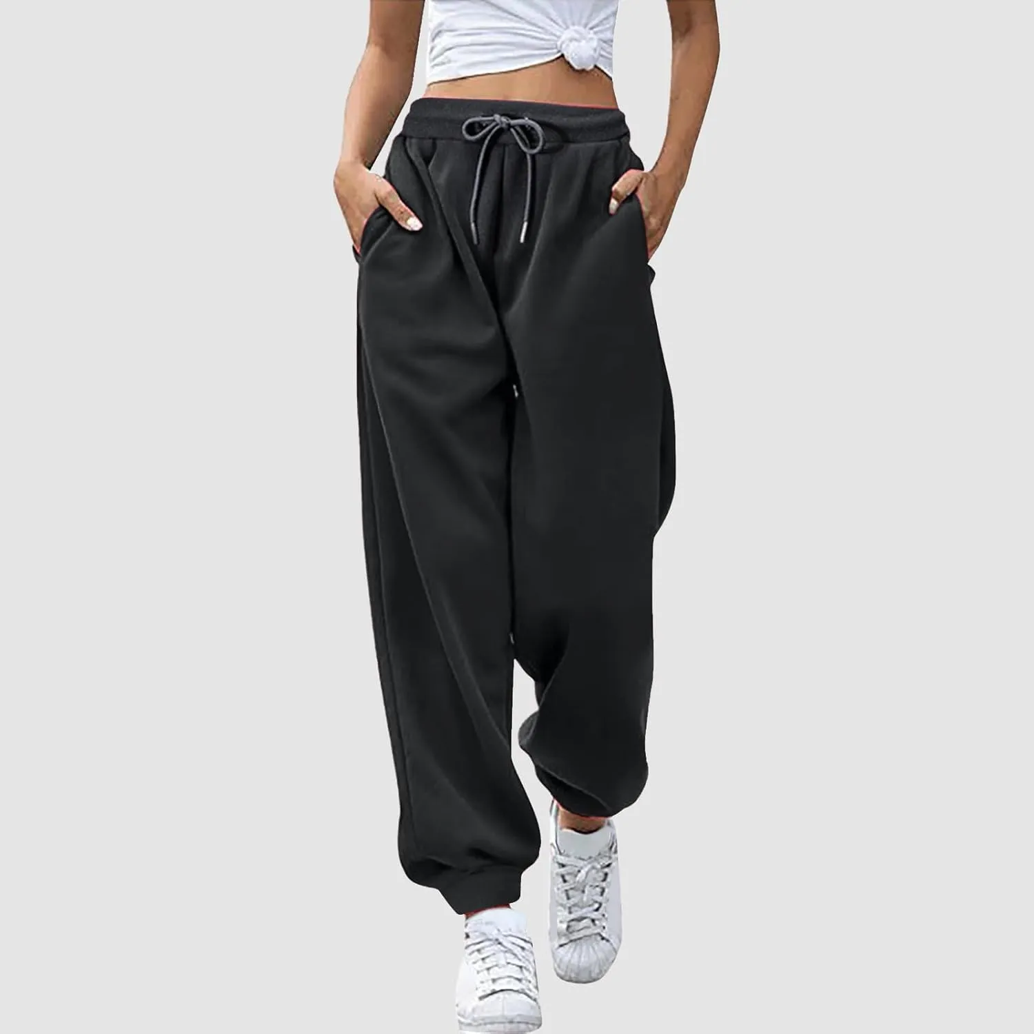 Women Cotton Linen Summer Casual Palazzo Pants Elastic Waisted Stretchy Straight Plus Size Palazzo Lounge