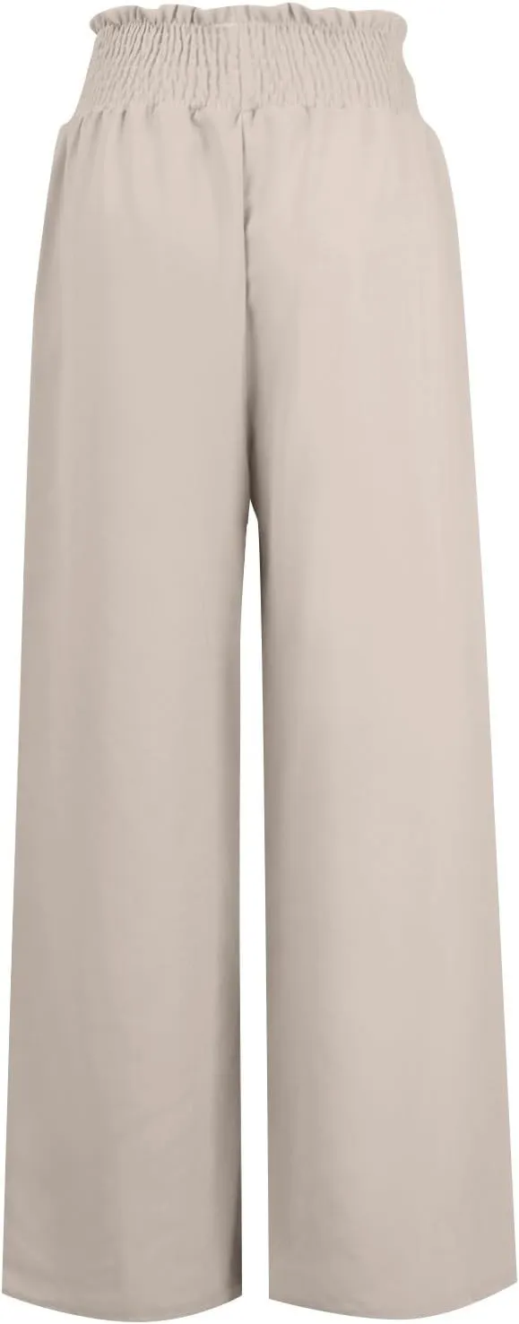 Women Cotton Linen Summer Floral Pant Trousers Elastic Waist Baggy Stretchy Slim Fit Trousers Trendy