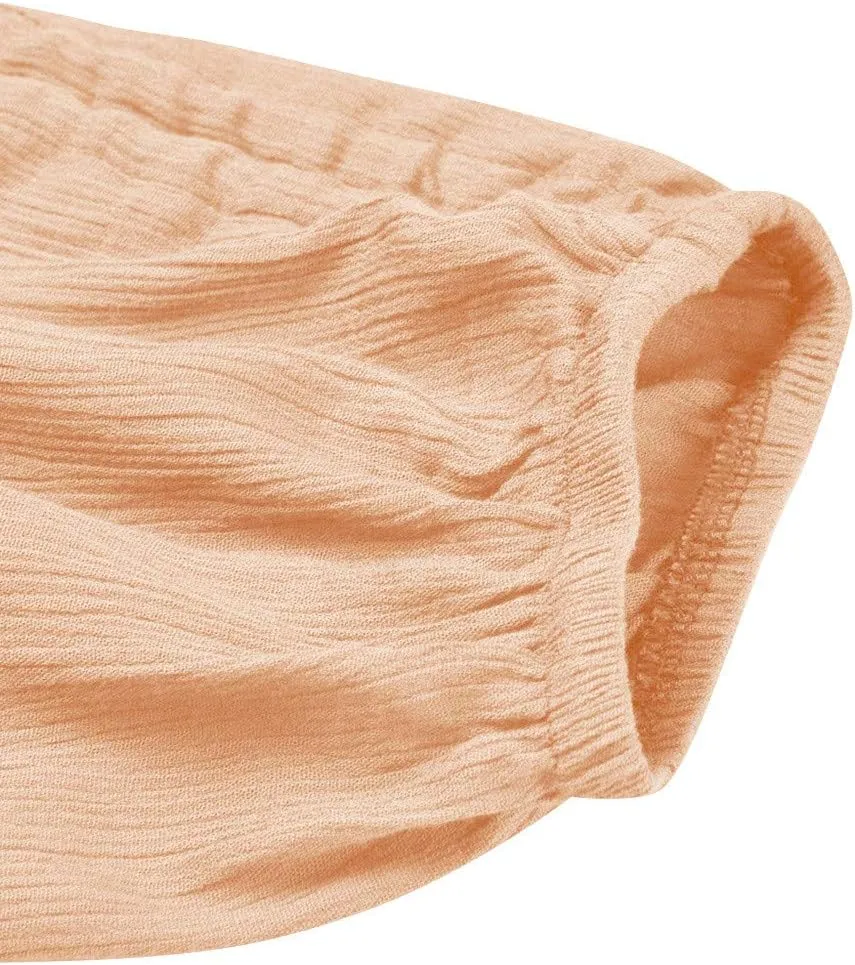 Women Cotton Linen Summer Flowy Pants High Waist Stretchy Loose Fit Pants Business Work
