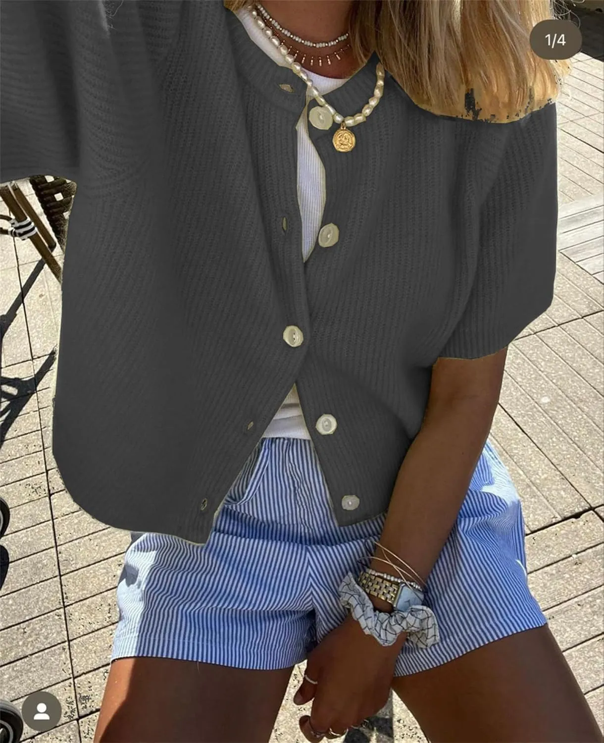 Women Knitted Crop Cardigan Shirt Short Sleeve Y2k Button up Knit Cute Going Out Sweaters