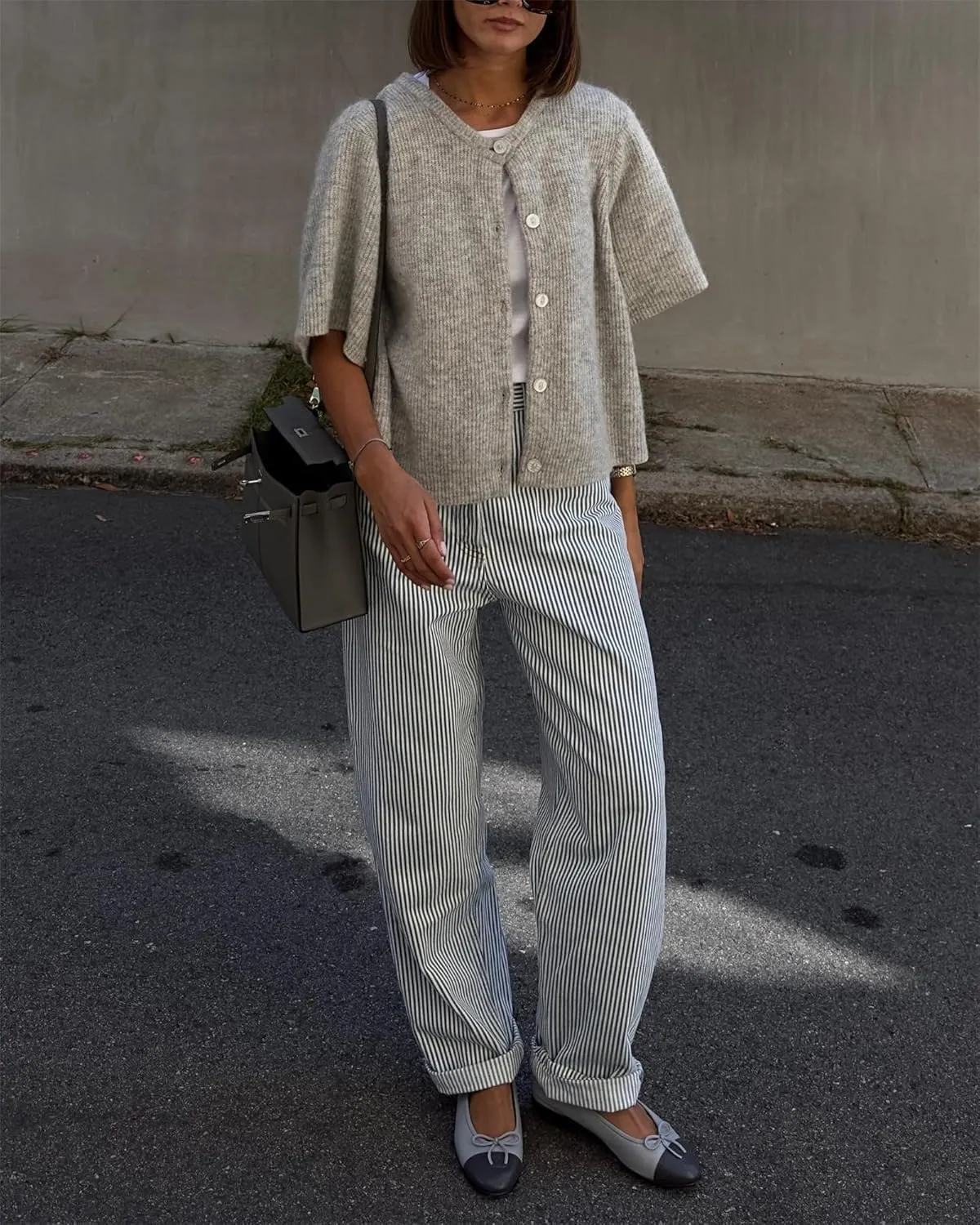 Women Knitted Crop Cardigan Shirt Short Sleeve Y2k Button up Knit Cute Going Out Sweaters