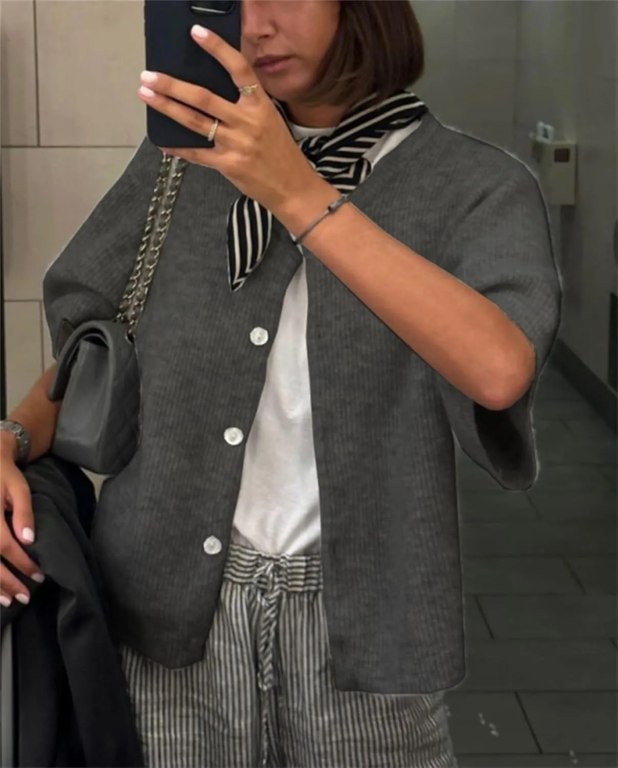 Women Knitted Crop Cardigan Shirt Short Sleeve Y2k Button up Knit Cute Going Out Sweaters