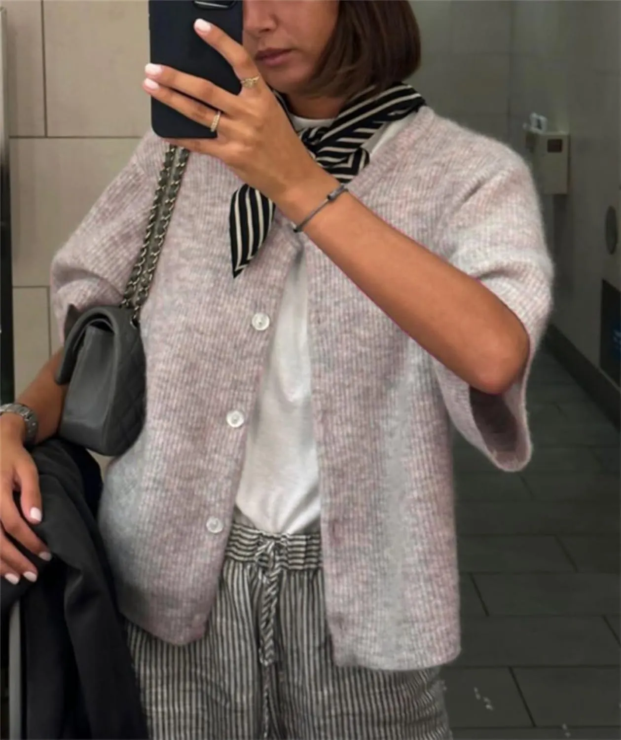 Women Knitted Crop Cardigan Shirt Short Sleeve Y2k Button up Knit Cute Going Out Sweaters