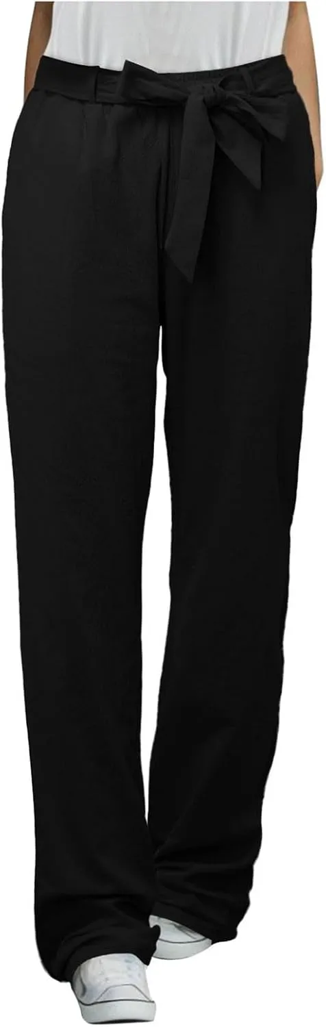 Women Linen Summer Baggy Palazzo Lounge Pants Low Waist Baggy Stretchy Plus Size Trousers Trendy