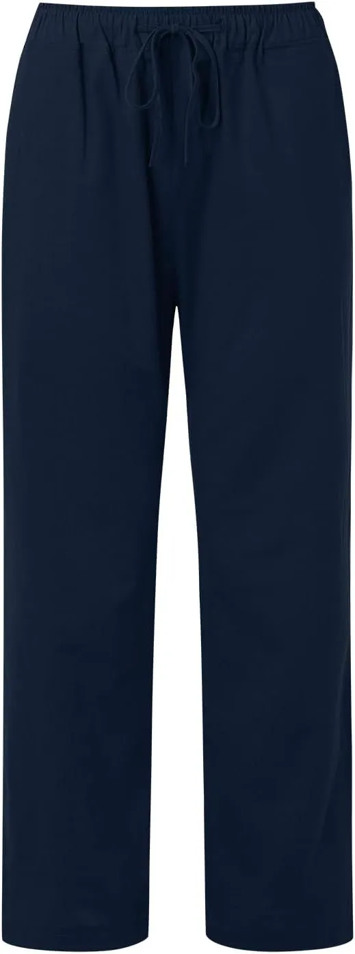 Women Linen Summer Breathable Pants High Waist Stretchy Slim-Fit Palazzo Lounge Pants Work Business