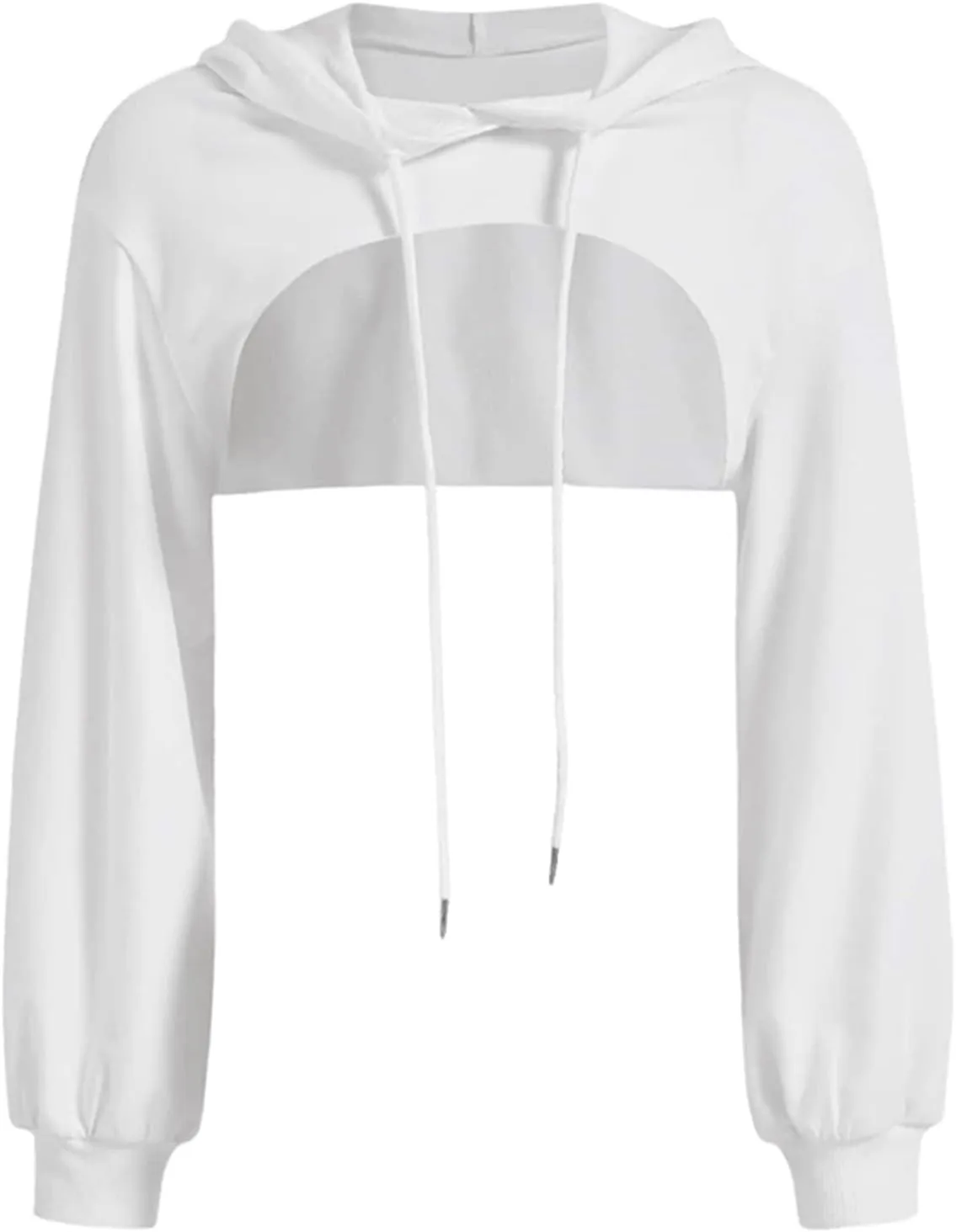 Women Super Cropped Hoodies Cut Out Crop Top Long Sleeve Active Sweatshirt Aesthetic Punk Hip Hop Sexy Rave Clothes
