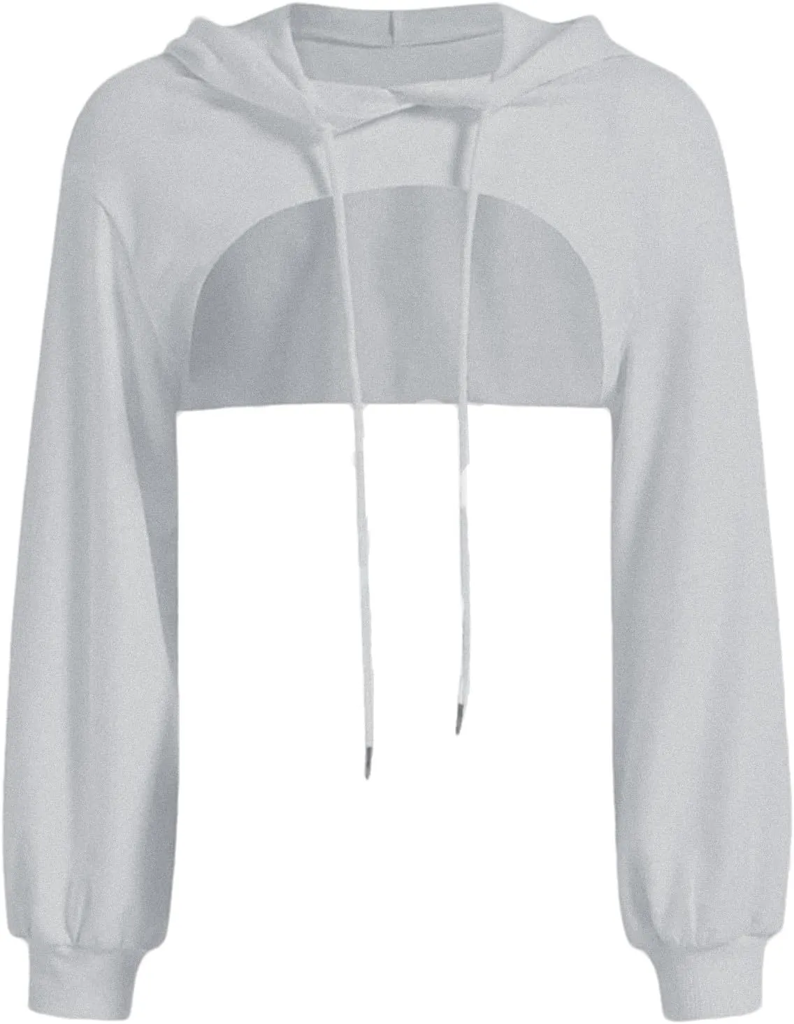 Women Super Cropped Hoodies Cut Out Crop Top Long Sleeve Active Sweatshirt Aesthetic Punk Hip Hop Sexy Rave Clothes