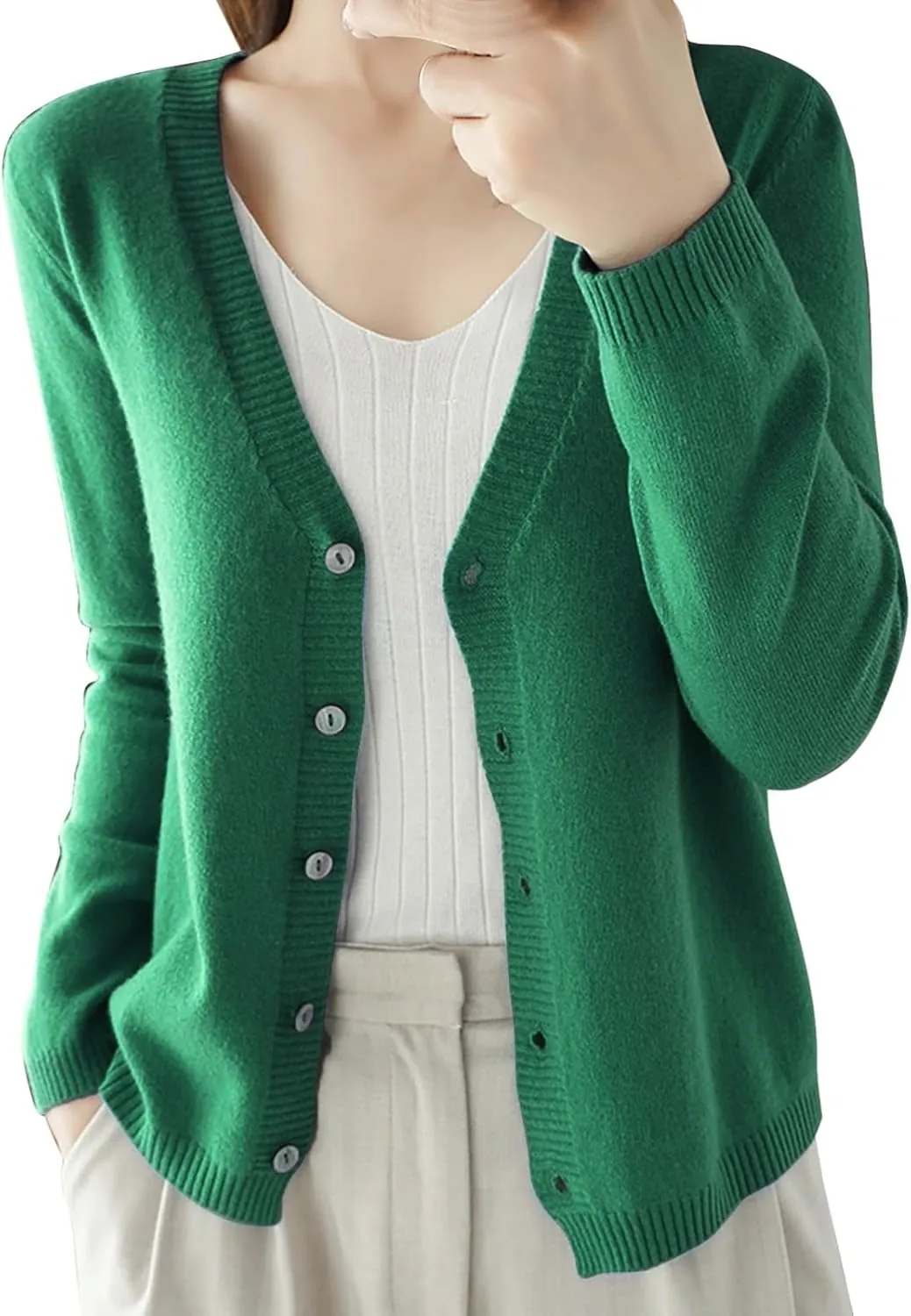 Womens 2024 Fall Fashion Cardigan Sweaters Lightweight V Neck Button Ribbed Knit Jumpers Comfy Open Front Casual Top