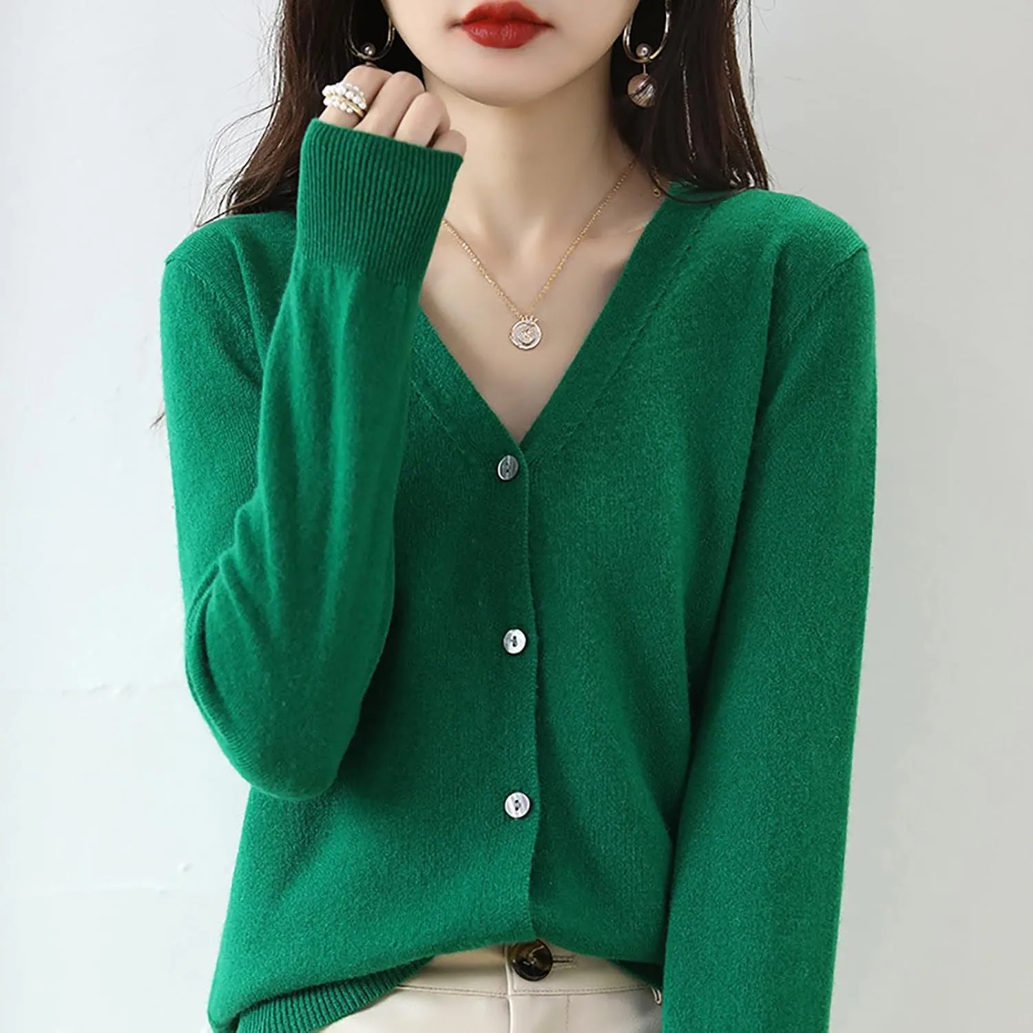 Womens 2024 Fall Fashion Cardigan Sweaters Lightweight V Neck Button Ribbed Knit Jumpers Comfy Open Front Casual Top