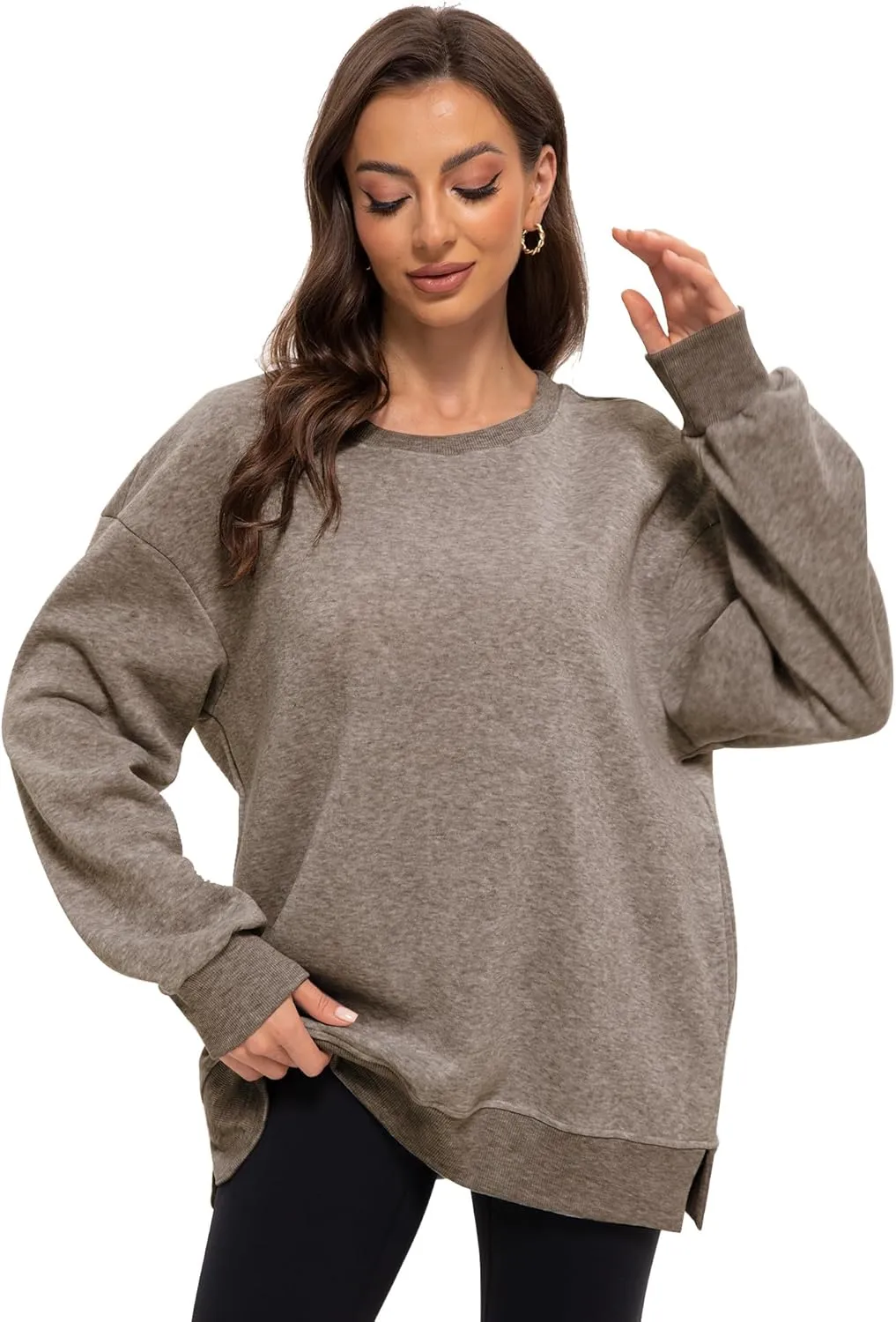 Women's Casual Oversized Hoodies Crew Neck Pullover Sweaters for Comfy Fall Fashion Outfits