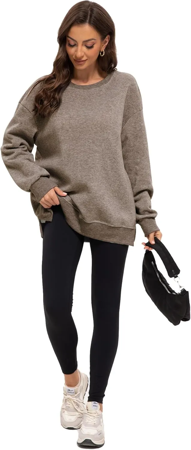 Women's Casual Oversized Hoodies Crew Neck Pullover Sweaters for Comfy Fall Fashion Outfits