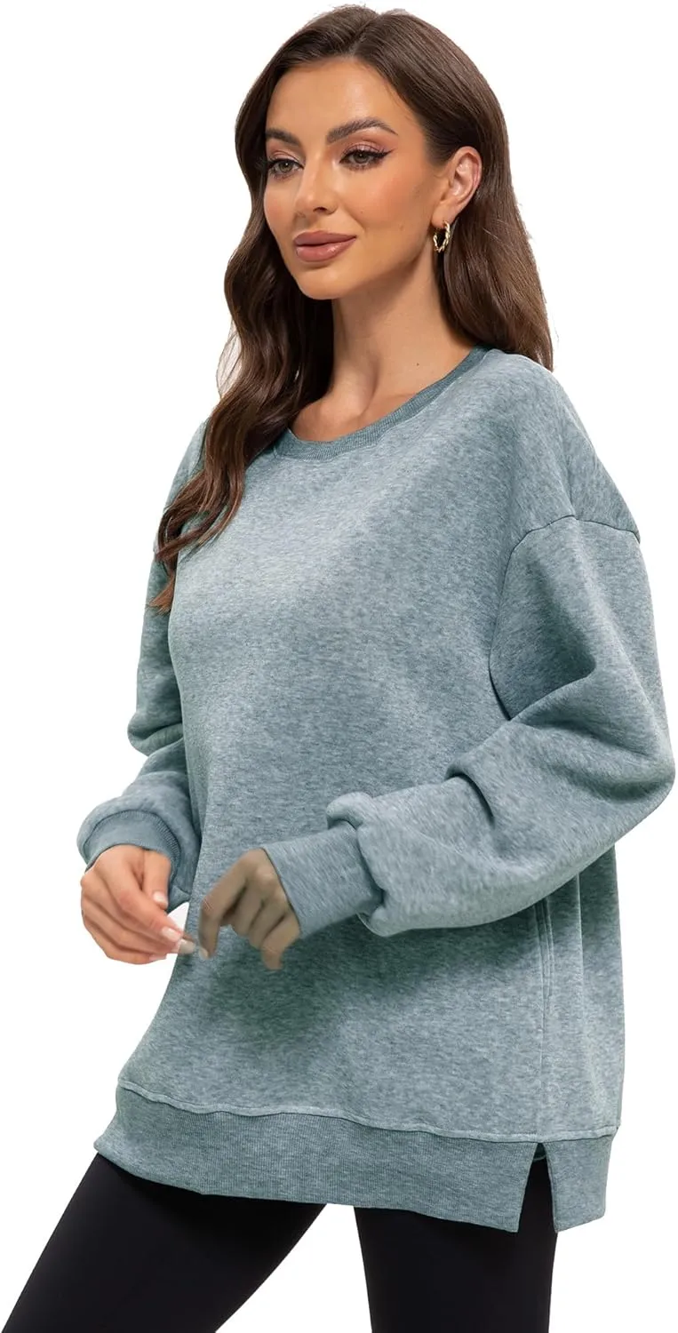 Women's Casual Oversized Hoodies Crew Neck Pullover Sweaters for Comfy Fall Fashion Outfits