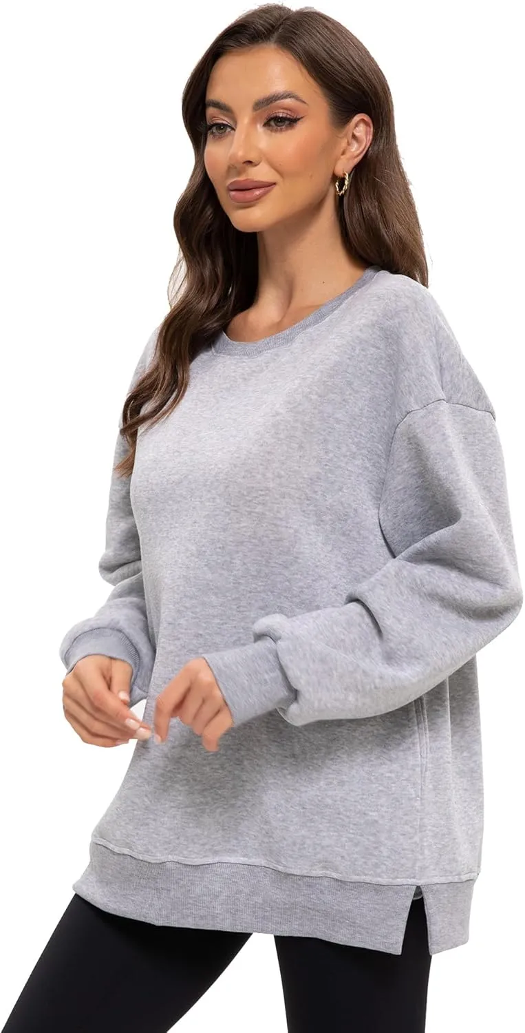 Women's Casual Oversized Hoodies Crew Neck Pullover Sweaters for Comfy Fall Fashion Outfits