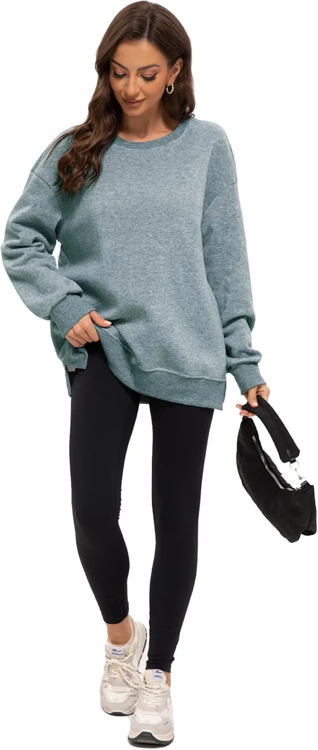 Women's Casual Oversized Hoodies Crew Neck Pullover Sweaters for Comfy Fall Fashion Outfits