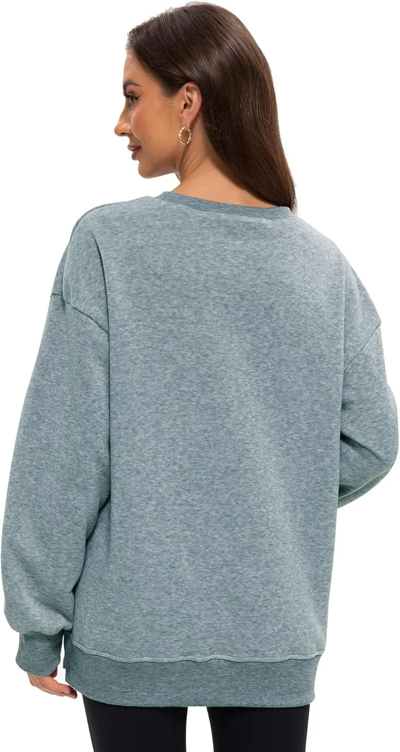 Women's Casual Oversized Hoodies Crew Neck Pullover Sweaters for Comfy Fall Fashion Outfits
