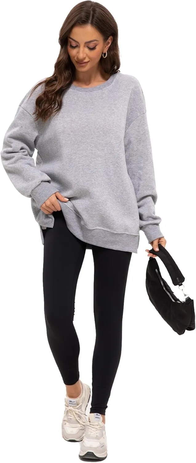 Women's Casual Oversized Hoodies Crew Neck Pullover Sweaters for Comfy Fall Fashion Outfits
